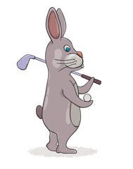 Rabbit with golf club and ball
