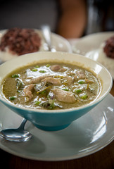 Chicken green curry is a Thai recipe food with spoon