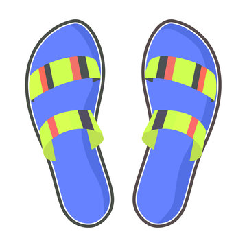 Colorful Pair of Flip-Flops Isolated Illustration