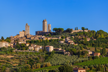 Naklejka premium San Gimignano medieval town in Tuscany Italy