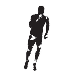 Runner isolated vector silhouette, front view