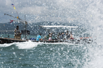 Obraz premium Tourists in boat, Koh Samui, Surat Thani Province, Thailand