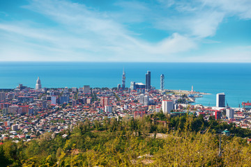 Batumi, Georgia - 26 April, 2017: Aerial view of downtown of Batumi - capital of Adjara, Georgia