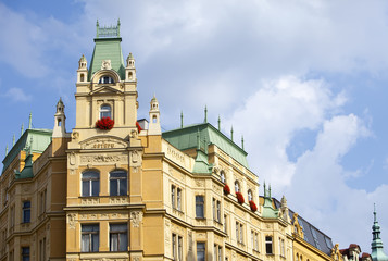Obraz premium The ancient house U Ostepu in the Old Town in Pragues , Czech Republic..