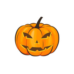 Halloween is isolated with a terrible pumpkin in a cartoon style on a white background. Vector Illustration on Halloween Celebration for your projects