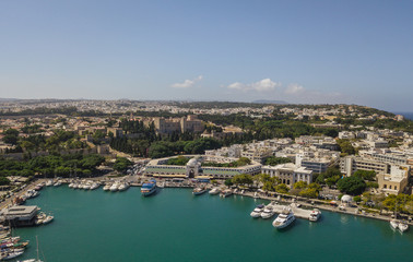 Fototapeta na wymiar Cityscape of Rhodes, Greece. Aerial view from drone