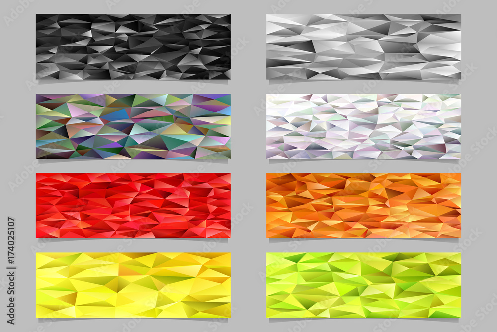 Poster abstract gradient triangular polygon pattern mosaic banner template background set - trendy vector i