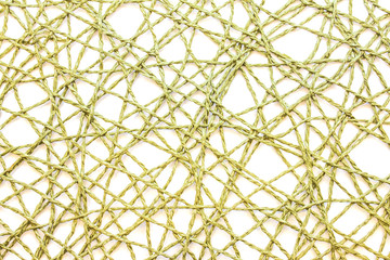 Green mesh rope on a white background.