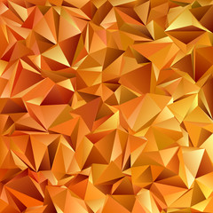 Orange gradient abstract chaotic triangle pattern background - mosaic vector graphic design from colored triangles