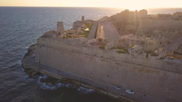orbiting clockwise around St Elmo fort in Valletta Malta