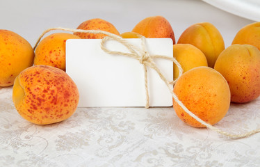 yellow large apricots with a sign for signature