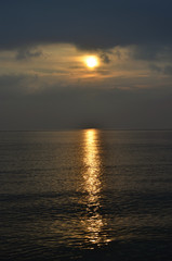 Morning sun at the seaside from Usedom, Germany, upended format