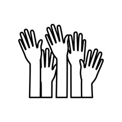 set several arms hands gesture on black silhouette