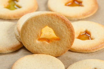 Home Baked Crystal Cookies In Baking Tray.