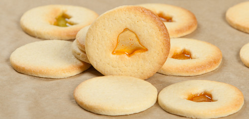 Home Baked Crystal Cookies In Baking Tray.