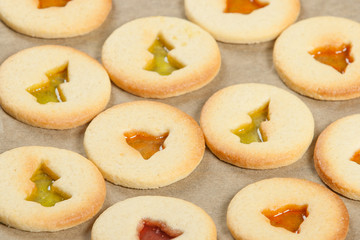 Home Baked Crystal Cookies In Baking Tray.