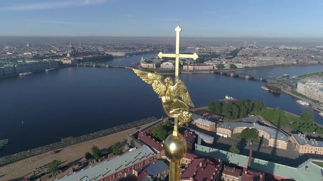 Angel on the cross of the spire of St Peter and Paul Cathedral in St Peter and Paul Fortress, Saint Petersburg, Russia