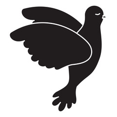 pigeon peace flying in side view on monochrome silhouette