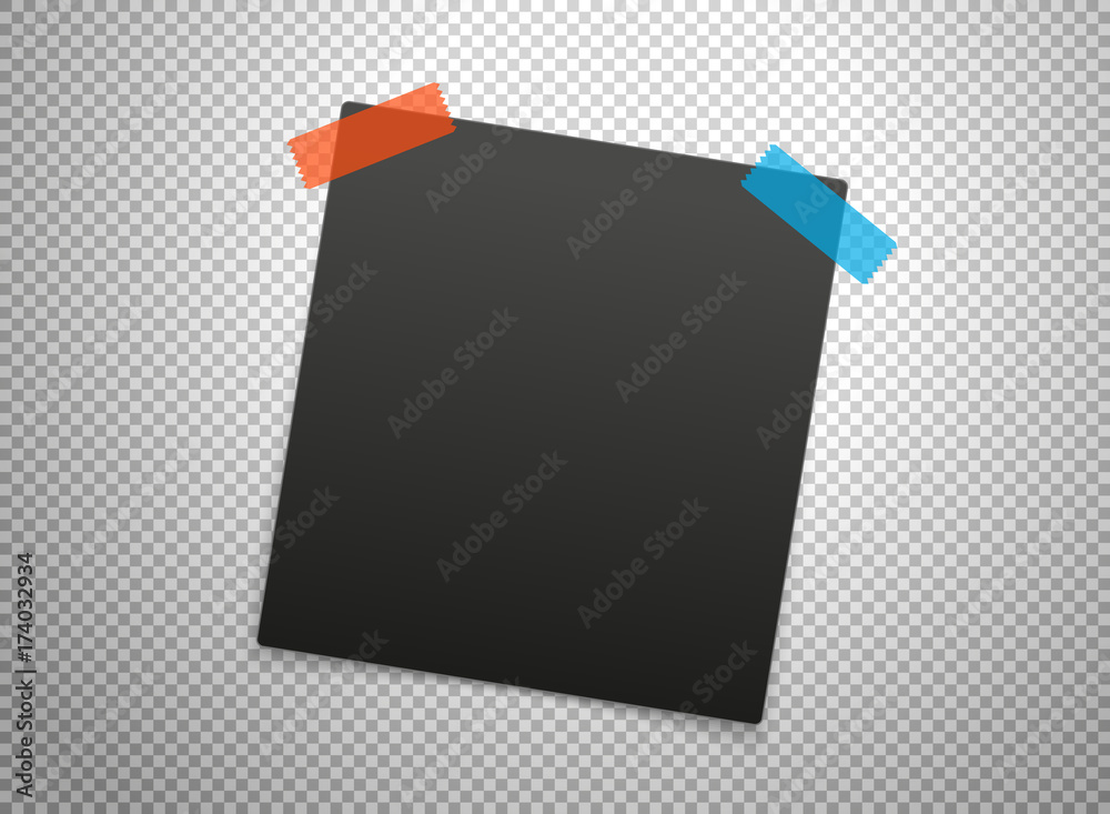 Poster Black frames isolated on transparent background. Vector mockup