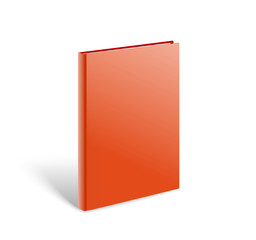 3d blank red book vector mockup. Paper book isolated on white