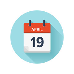 April 19. Vector flat daily calendar icon. Date and time, day, month 2018. Holiday. Season.