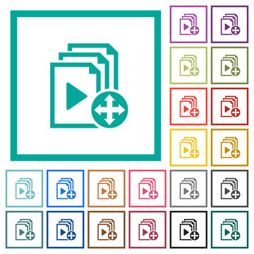 Move playlist item flat color icons with quadrant frames