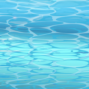 Water surface background in pool. Vector illustration of blue clean water in flat style.