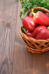 bulgarian pepper on a wooden table