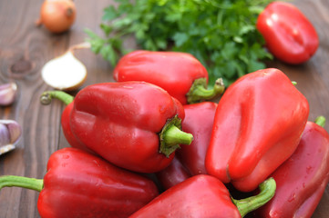 bulgarian pepper on a wooden table