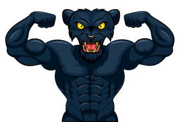 Angry strong panther mascot. Vector illustration