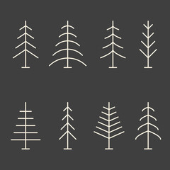 Set of abstract minimalistic Christmas trees