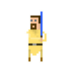 Pixel space warrior with a lightsaber. Сharacter for games and applications