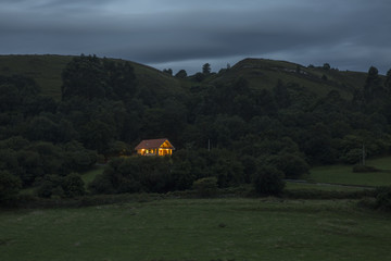 A solitude house at dusk