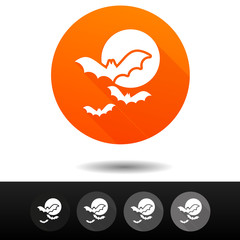 Halloween icons. Bats signs. Horror symbol. Vector Circle web buttons.