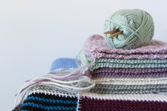 At home knitting project with copyspace