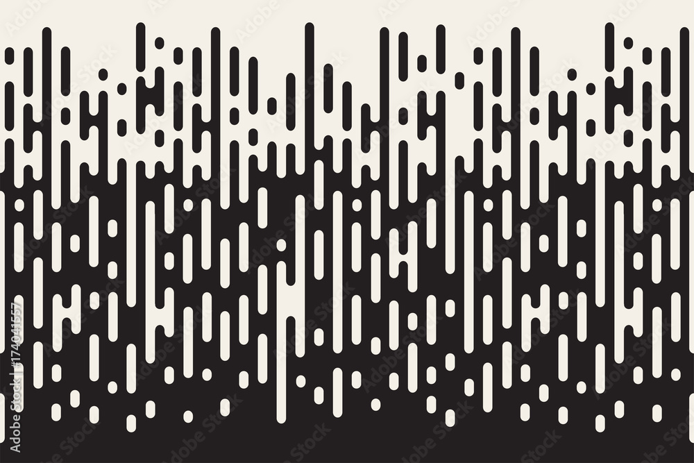 Aufkleber Rounded lines seamless pattern. Black and white background with halftone transition