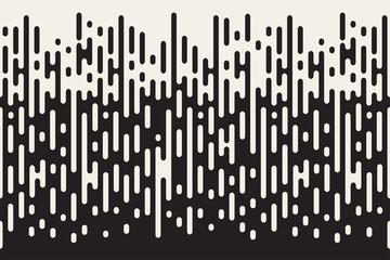 Rounded lines seamless pattern. Black and white background with halftone transition