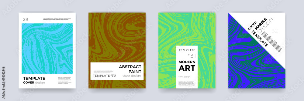 Poster brochure template set with marble background. marbling texture cover background for banner, poster o
