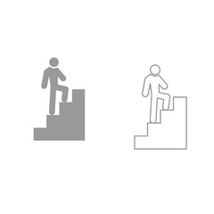 A man climbing stairs it is black icon .