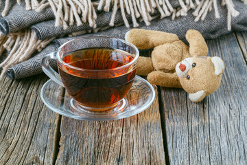 Wool plaid with kid toy