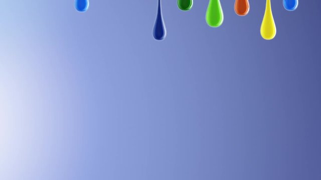 3D multicolor colorful glossy paint blobs dripping down