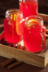 hot cranberry tea with orange cinnamon warming drink
