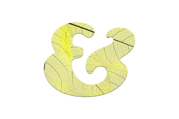 Leaf textured symbol  in a 3D illustration  on a white background