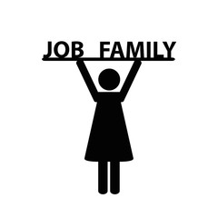 frau stemmt job und familie piktogramm