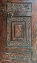 Wooden ornate door of Mausoleum of al-Salih Nagm Ad-Din Ayyub, Cairo, Egypt