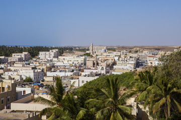Fototapeta na wymiar Taqah view from the hill of the castle. Dhofar, Oman