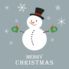 Christmas background with snowman. Vector illustration.