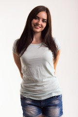 Portrait of a girl in a white T-shirt