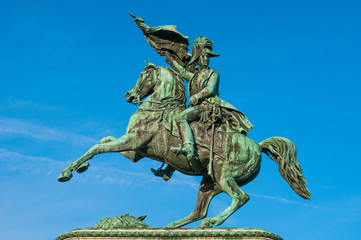 Fototapeta premium Equestrian monument of Archduke Charles on Heldenplatz in Vienna, Austria