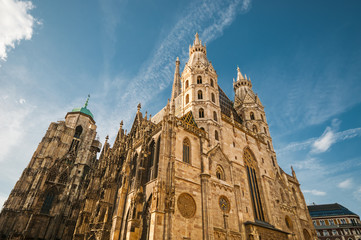 Fototapeta premium St. Stephan Cathedral against blue sky in Vienna, Austria